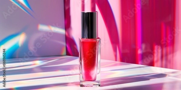 Fototapeta A small lip tint bottle on a graphic surface.
