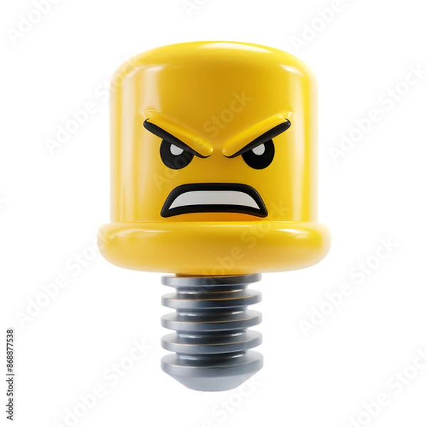 Fototapeta Screw with angry expression, PNG image, isolated object