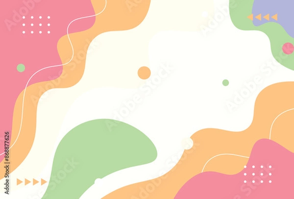 Fototapeta Cute Abstract Modern Background. Colorful Wave Memphis Background Pastel.