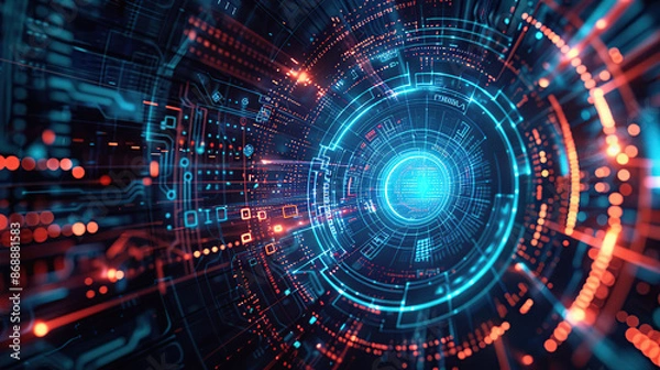 Fototapeta Abstract concepts of technological particles