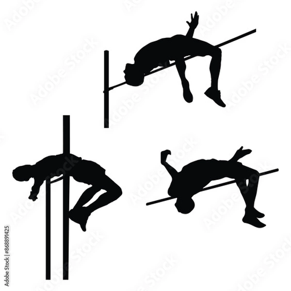 Obraz Men's High Jump Illustration Vector Silhouette