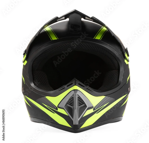 Obraz New modern motorcycle helmet isolated on white