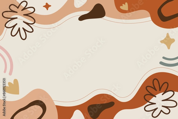 Fototapeta Hand Drawn Botanical Chic Bohemian Shape Vector Element Background Template