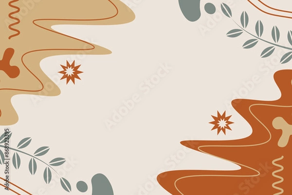 Fototapeta Hand Drawn Botanical Chic Bohemian Shape Vector Element Background Template