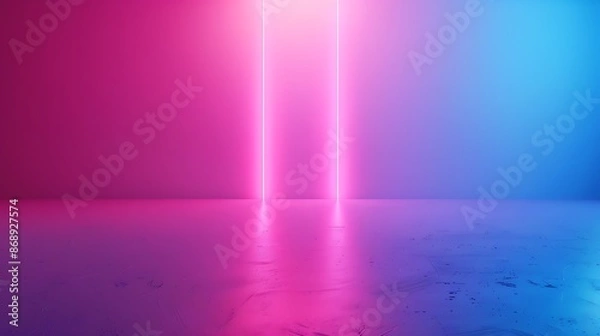 Obraz Blue and pink neon light background scene, Studio empty display products. Gradient wallpaper and floor. Generative Ai