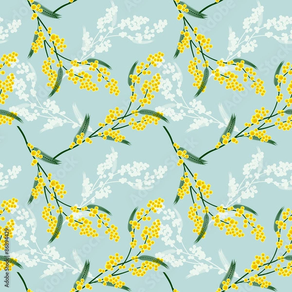 Obraz Seamless pattern with mimosa