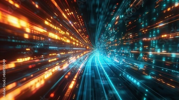 Obraz High-Speed Global Data Transfer: Abstract Tech Background