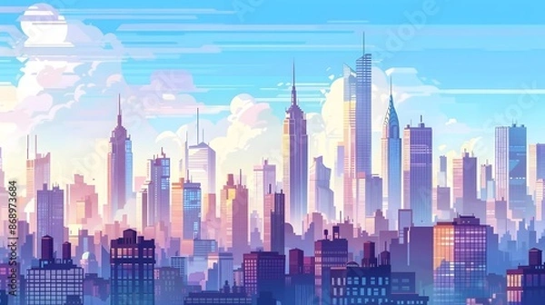 Fototapeta Cityscape at Dawn: A Vibrant Skyline