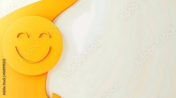 Fototapeta Glowing emoji balls with a range of expressions including happy, sad, and angry, on a yellow and white background with empty space for copy. with heart shape texture 






