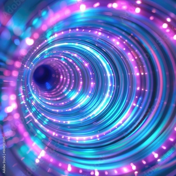 Fototapeta Neon Data Vortex, Abstract Binary Spiral, Technology Background Concept