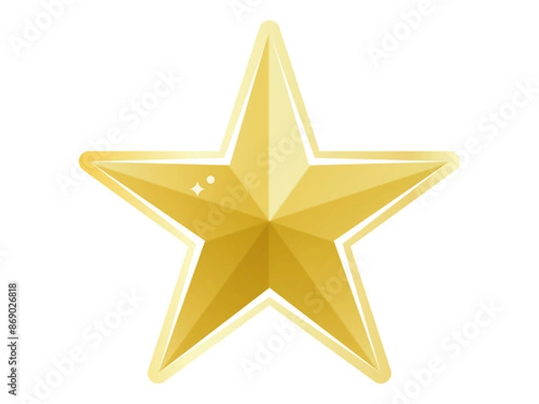 Obraz 立体感のある星のイラスト。クリスマスツリーやランキングやレーティングの星として最適です。