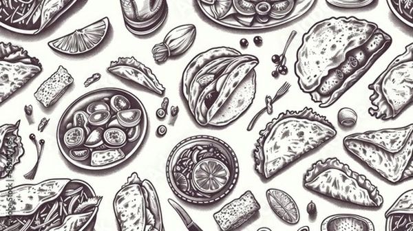 Fototapeta Food items on white background