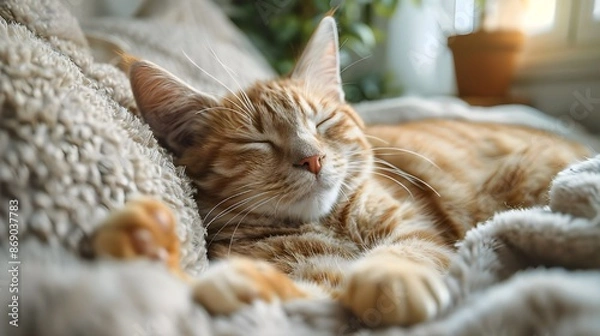 Obraz cat sleeping on the bed