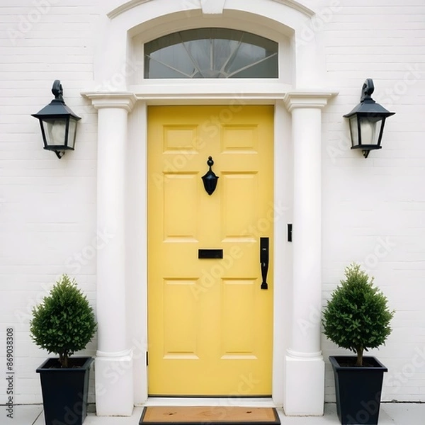 Obraz Close up yellow front door