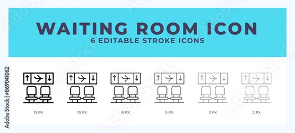 Fototapeta Waiting room line icon with different stroke. Vector illustration.