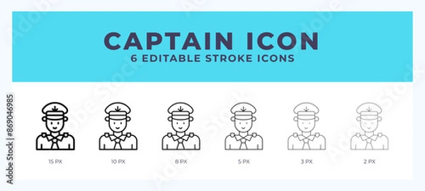 Fototapeta Captain line icon. Thin line. Bold line. Vector illustration.