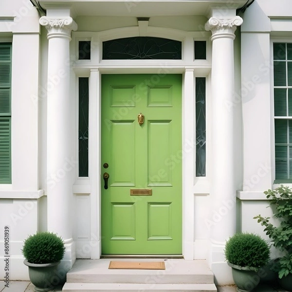 Fototapeta Close up green front door