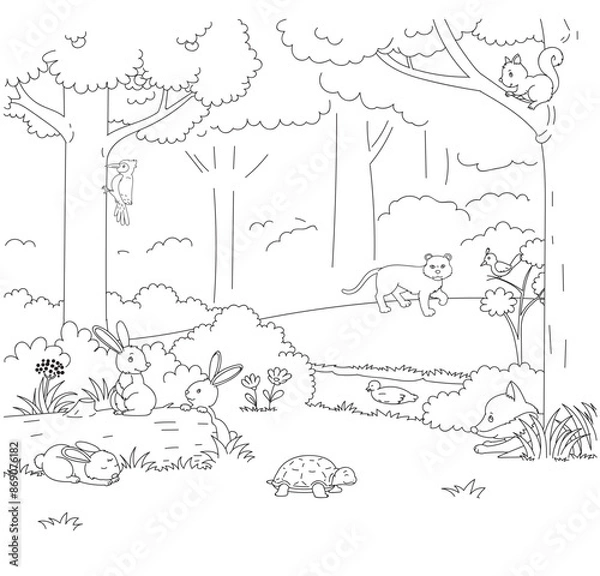 Obraz the forest home animal no color.