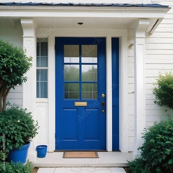 Obraz Blue front door close up