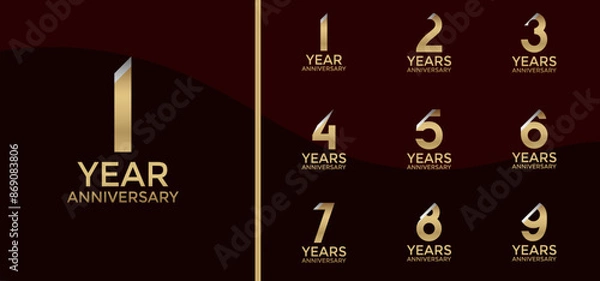 Fototapeta anniversary logo style set with silver, gold color and slash can be use for celebration moment