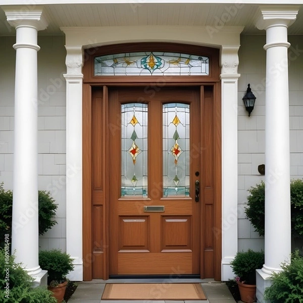 Obraz Close up wooden front door 