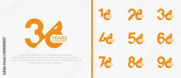 Obraz anniversary logo style set, yellow color with slash can be use for celebration moment