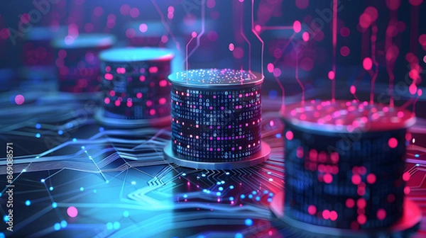 Fototapeta Structured Query Language (SQL) Database Queries, the concept of digital data organization with an image displaying SQL database queries being executed to retrieve specific informati