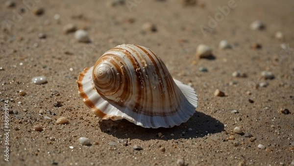Fototapeta A haiku capturing the essence of a seashell washed ashore ai_generated