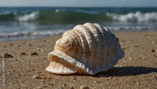 Fototapeta A story where a magical seashell grants wishes to those who listen closely  ai_generated