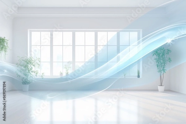 Obraz Blue waves of fresh clean air in the apartment. Fresh scent and air filtration effect