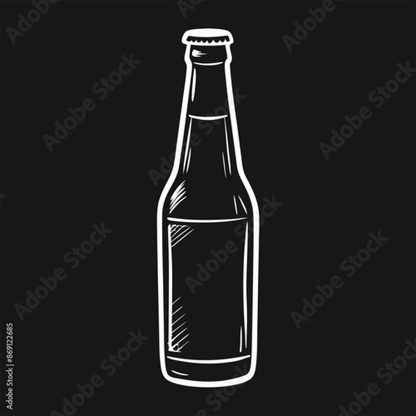 Fototapeta A chalk drawing on a black background depicts a beer bottle