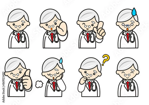 Fototapeta ドクター表情セット