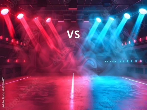 Fototapeta Versus VS Screen Banner for Battle or Comparison with Spotlights Background