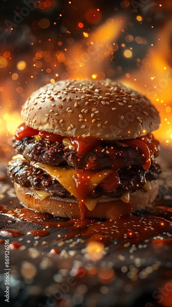 Fototapeta burger in a background