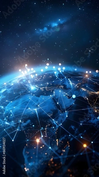 Fototapeta Futuristic Digital Globe Representing Worldwide Connectivity and Communication Technology