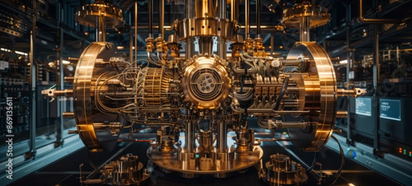 Obraz Quantum computer technology concept. Deep learning artificial intelligence. Big data algorithms visualization for business, science, technology.