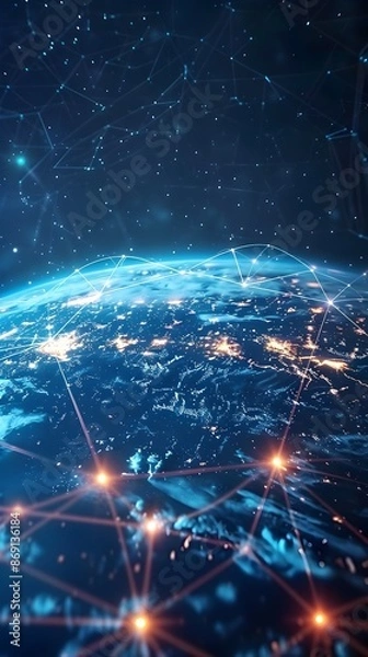 Fototapeta Digital Global Network and Connectivity Concept with Cyber Technology and Data Exchange