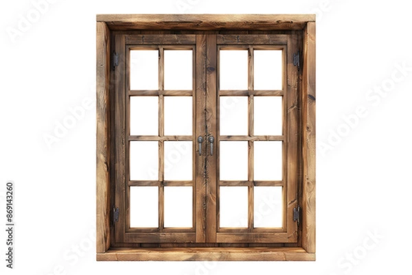 Fototapeta Wooden window isolated on transparent background