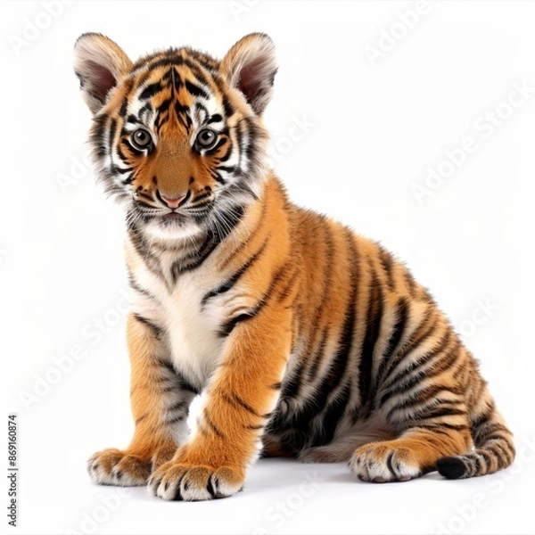 Fototapeta baby tiger isolated on white background, high quality