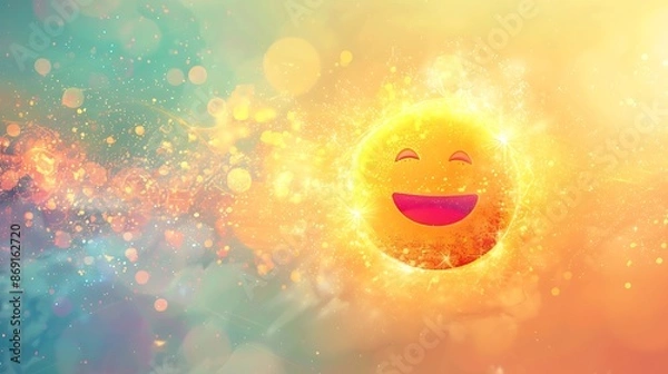 Fototapeta emoji ball background with happy sad angry and many others face expression emoji ball background isolated in the yellow and white background with empty space for copy and glowing ball background 
