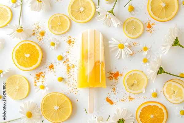 Fototapeta summery lemon popsicle (generative AI)