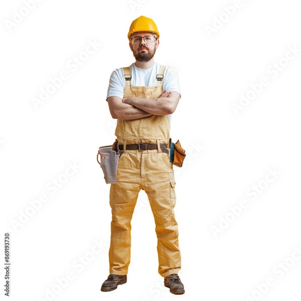 Fototapeta A confidence portrait of engineer or labor isolated on transparent background