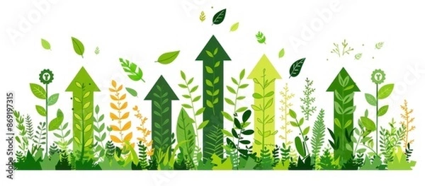 Fototapeta Green Arrows Grow Up Through Lush Foliage