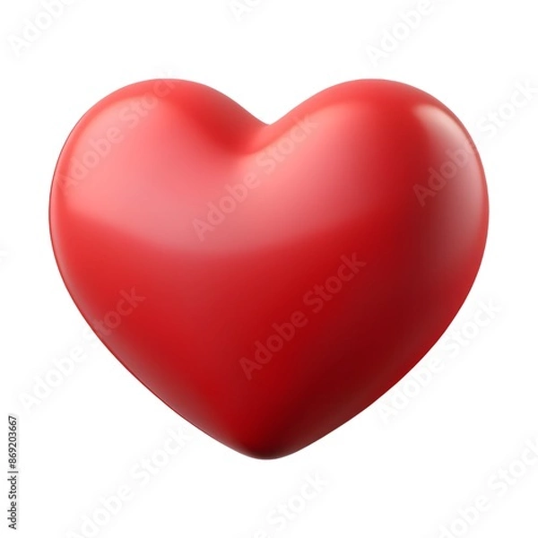 Fototapeta A red heart shape is displayed on a plain white background