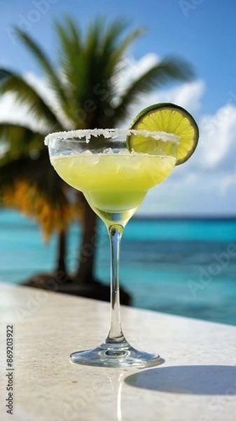 Fototapeta a closeup photograph of margarita drink placed on a wh background