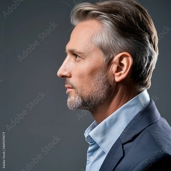 Obraz A man aged 40, facing towards the left side of her face.