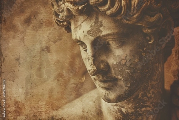 Fototapeta Weathered stone sculpture with intricate details