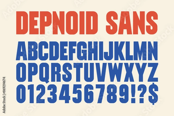 Obraz Sans serif typeface allcaps uppercase basic font headline Depnoid