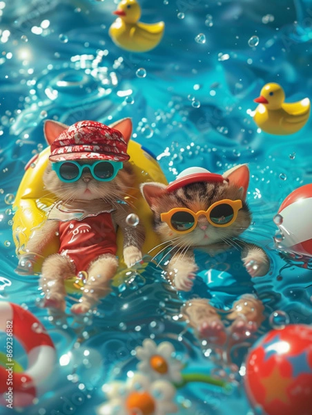 Obraz Cats' Summer Pool Party2