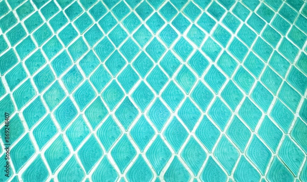 Fototapeta Green ceramic tiles floor texture Background
